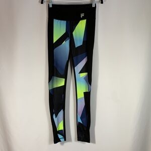 Fila Sport Black, Green & Blue Running Athletic Leggings
